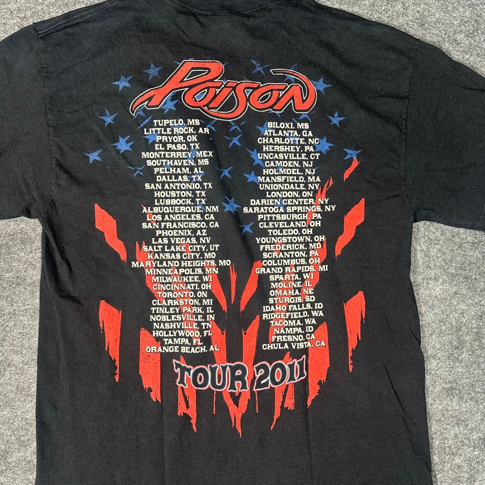 Poison Something To‎ Believe In Tour 2011 Band T Shirt Mens Large Black - Picture 8 of 16